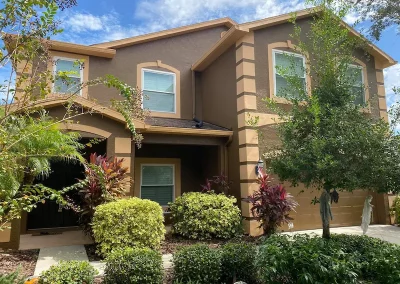 residential exterior painting project brown house